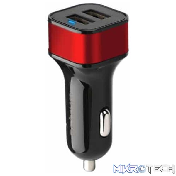 24W 4.8A Dual USB Travel Car Charger - CC340 Red - Image 2